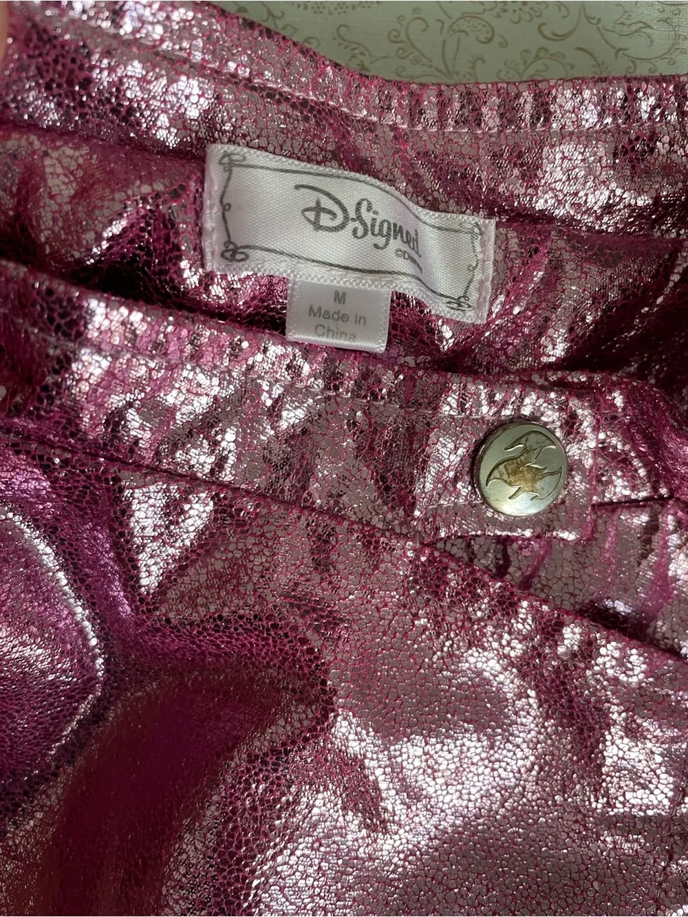 Disney Descendants D-Signed Future Queen Pink Foil Moto Jacket Girls M Sparkly